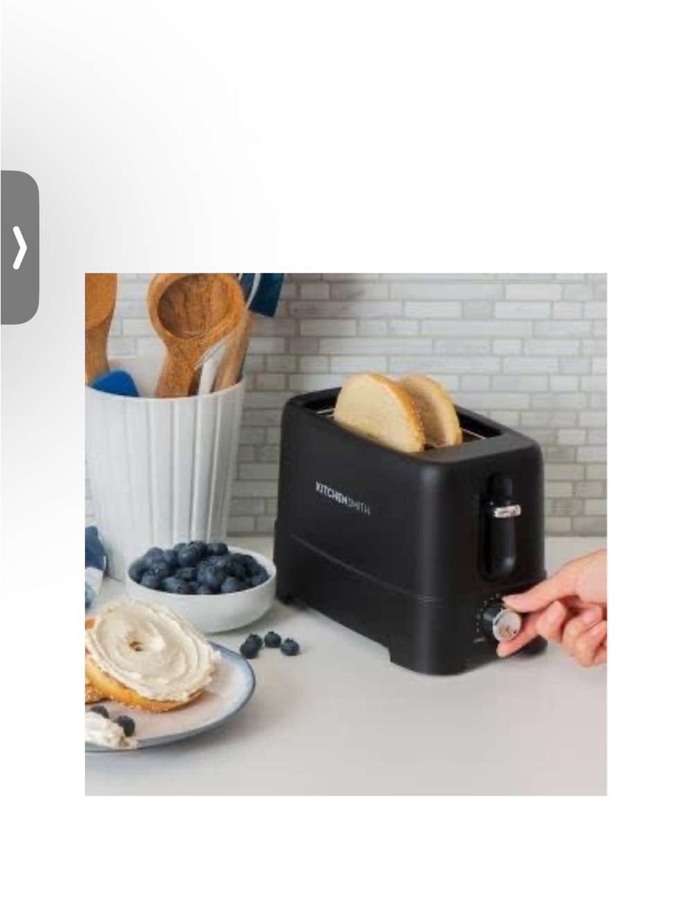 KitchenSmith by BELLA 2-Slice Chrome & Black Toaster